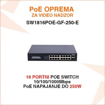 16 PORTNI GIGABITNI POE SWITCH SW1816POE-GF-250-E