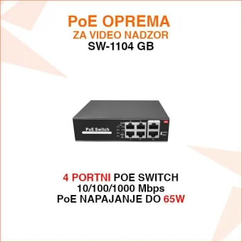4 PORTNI GIGABITNI POE SWITCH SW-1104 GB