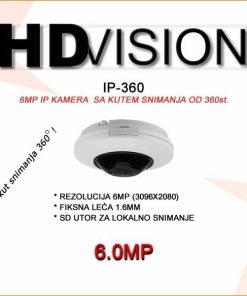 HDVISION 6MP FISHEYE IP KAMERA S PREGLEDOM OD 360 STUPNJEVA IP-360