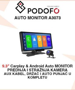 A3073 Carplay&Android MONITOR 9.3" ZA AUTO, PREDNJA I STRAŽNJA KAMERA