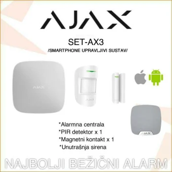 AJAX SET3 BEŽIČNI SMART HOME ALARMNI KOMPLET S UNUTARNJOM SIRENOM