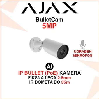 AJAX BulletCam 5MP IP POE BULLET AI KAMERA SA FIKSNOM LEĆOM