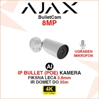 AJAX BulletCam 8MP IP POE BULLET AI KAMERA SA FIKSNOM LEĆOM
