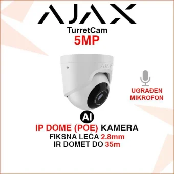 AJAX TurretCam 5MP IP POE AI DOME ANTIVANDAL NADZORNA KAMERA