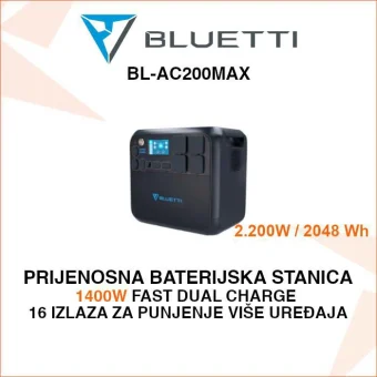BLUETTI PRIJENOSNA BATERIJSKA STANICA KAPACITETA 2048Wh AC200MAX