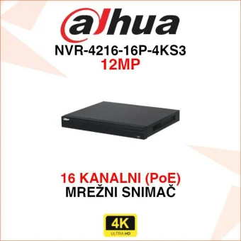 DAHUA 16 KANALNI 12MP POE MREŽNI SNIMAČ NVR-4216-16P-4KS3