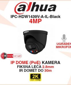 DAHUA 2K SMART DUAL LIGHT IP KAMERA U CRNOJI BOJI IPC-HDW1439V-A-IL