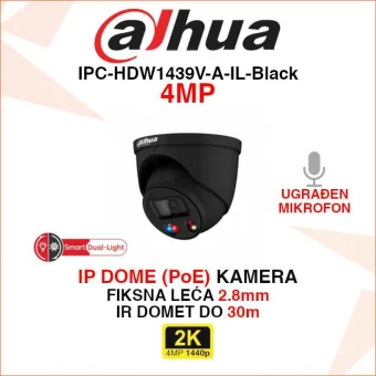 DAHUA 2K SMART DUAL LIGHT IP KAMERA U CRNOJI BOJI IPC-HDW1439V-A-IL