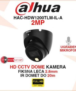 DAHUA 2MP HD CCTV DOME KAMERA U CRNOJ BOJI HAC-HDW1200TLM-IL-A