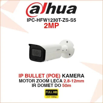 DAHUA 2MP IP BULLET KAMERA SA MOTOR ZOOM LEĆOM IPC-HFW1230T-ZS-S5