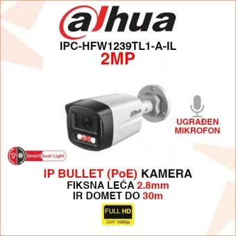 DAHUA 2MP SMART DUAL LIGH IP POE BULLET KAMERA IPC-HFW1239TL1-A-IL