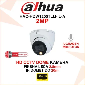 DAHUA 2MP SMART DUAL LIGHT CCTV DOME KAMERA HAC-HDW1200TLM-IL-A