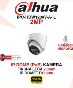 DAHUA 2MP SMART DUAL LIGHT IP POE DOME KAMERA IPC-HDW1239V-A-IL