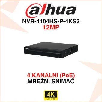 DAHUA 4 KANALNI 12MP POE MREŽNI SNIMAČ NVR-4104HS-P-4KS3