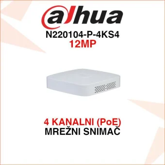 DAHUA 4 KANALNI 12MP POE MREŽNI VIDEO SNIMAČ N220104-P-4KS4
