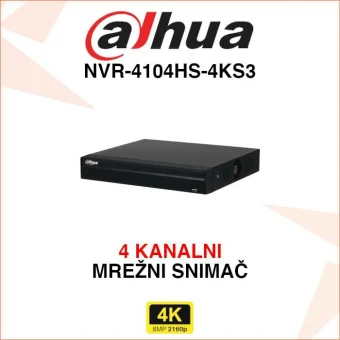 DAHUA 4 KANALNI 4K MREŽNI VIDEO SNIMAČ NVR-4104HS-4KS3