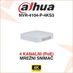 DAHUA 4 KANALNI 4K POE MREŽNI VIDEO SNIMAČ NVR-4104-P-4KS3