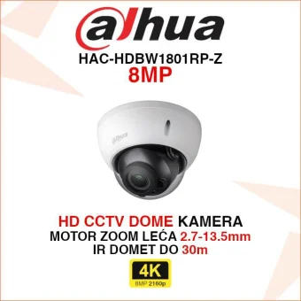 DAHUA 4K DOME MOTOR ZOOM KAMERA HAC-HDBW1801RP-Z