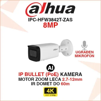 DAHUA 4K IP POE MOTOR ZOOM WIZSENSE BULLET KAMERA IPC-HFW3842T-ZAS