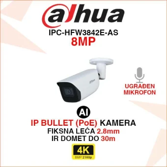 DAHUA 4K IP POE WIZSENSE BULLET KAMERA IPC-HFW3842E-AS