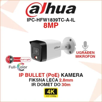 DAHUA 4K SMART DUAL LIGHT IP POE BULLET KAMERA IPC-HFW1839TC-A-IL