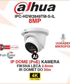 DAHUA 4K SMART DUAL LIGHT WIZSENSE IP KAMERA IPC-HDW2849TM-S-IL