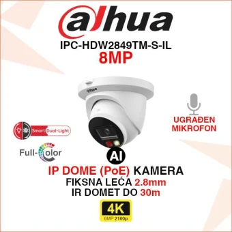 DAHUA 4K SMART DUAL LIGHT WIZSENSE IP KAMERA IPC-HDW2849TM-S-IL