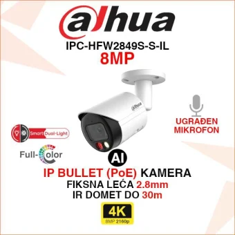 DAHUA 4K SMART DUAL LIGHT WIZSENSE IP KAMERA IPC-HFW2849S-S-IL