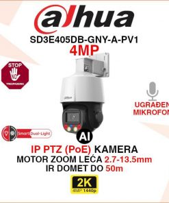 DAHUA 4MP IP POE PTZ AI SMART DUAL LIGHT KAMERA SD3E405DB-GNY-A-PV1