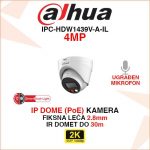 DAHUA 4MP SMART DUAL LIGHT IP POE DOME KAMERA IPC-HDW1439V-A-IL