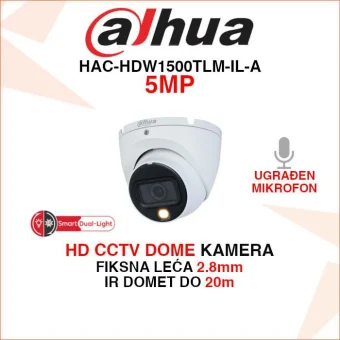 DAHUA 5MP SMART DUAL LIGHT CCTV DOME KAMERA HAC-HDW1500TLM-IL-A