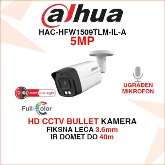 DAHUA 5MP SMART DUAL LIGHT HD CCTV KAMERA HAC-HFW1509TLM-IL-A