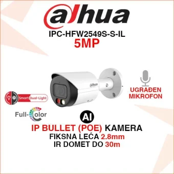 DAHUA 5MP SMART DUAL LIGHT WIZSENSE IP KAMERA IPC-HFW2549S-S-IL