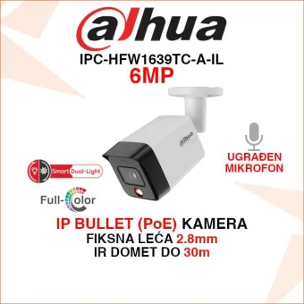 DAHUA 6MP IP POE SMART DUAL LIGHT KAMERA IPC-HFW1639TC-A-IL