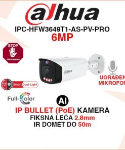 DAHUA 6MP SMART DUAL LIGHT IP WIZSENSE KAMERA IPC-HFW3649T1-AS-PV-PRO