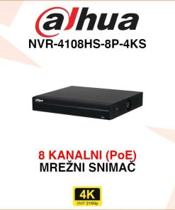 DAHUA 8 KANALNI 4K POE MREŽNI VIDEO SNIMAČ NVR-4108HS-8P-4KS3