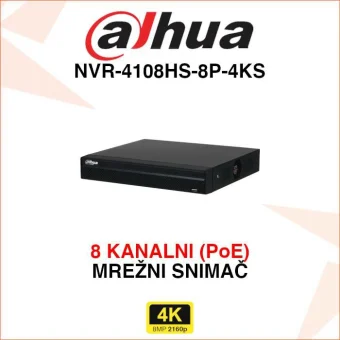 DAHUA 8 KANALNI 4K POE MREŽNI VIDEO SNIMAČ NVR-4108HS-8P-4KS3