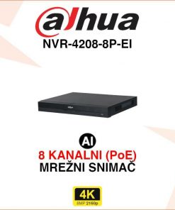 DAHUA 8 KANALNI 4K POE WIZSENSE MREŽNI VIDEO SNIMAČ NVR-4208-8P-EI