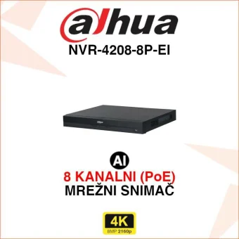 DAHUA 8 KANALNI 4K POE WIZSENSE MREŽNI VIDEO SNIMAČ NVR-4208-8P-EI
