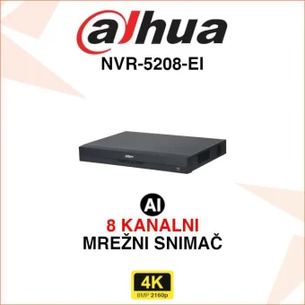 DAHUA 8 KANALNI 4K WIZSENSE MREŽNI VIDEO SNIMAČ NVR-5208-EI