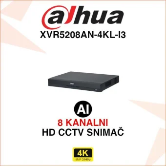 DAHUA 8 KANALNI 4K AI SNIMAČ S PRIHVATOM 2X HDD XVR5208AN-4KL-I3