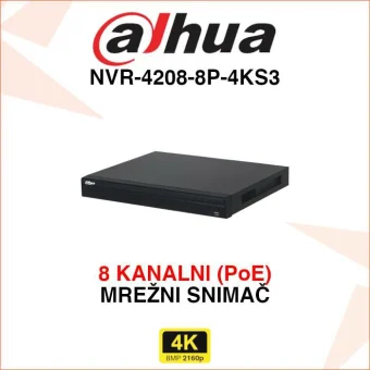 DAHUA 8 KANALNI POE MREŽNI VIDEO SNIMAČ NVR-4208-8P-4KS3