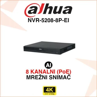 DAHUA 8 KANALNI WIZSENSE POE MREŽNI VIDEO SNIMAČ NVR-5208-8P-EI