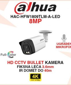 DAHUA ANALOGNA BULLET 4K KAMERA S MIKROFONOM HAC-HFW1809TLM-A-LED