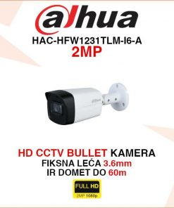 DAHUA ANALOGNA 2MP BULLET KAMERA ZA VIDEO NADZOR HAC-HFW1231TLM-I6-A