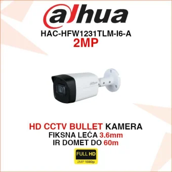 DAHUA ANALOGNA 2MP BULLET KAMERA ZA VIDEO NADZOR HAC-HFW1231TLM-I6-A