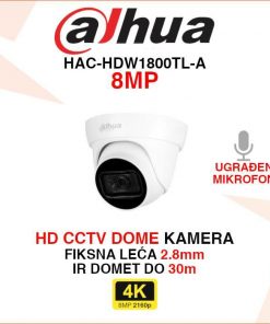 DAHUA CCTV 8MP DOME KAMERA S MIKROFONOM HAC-HDW1800TL-A