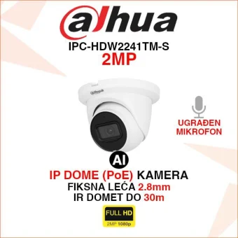 DAHUA FULL HD IP POE WIZSENSE DOME KAMERA IPC-HDW2241TM-S