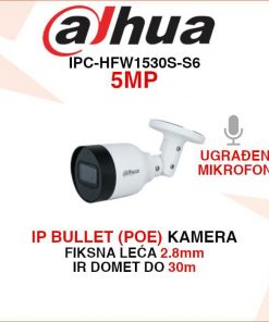 DAHUA IP BULLET 5MP KAMERA S UGRAĐENIM MIKROFONOM IPC-HFW1530S-S6