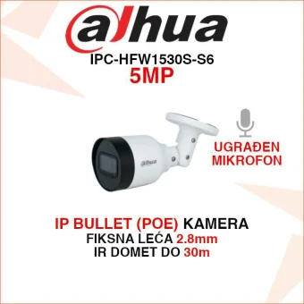 DAHUA IP BULLET 5MP KAMERA S UGRAĐENIM MIKROFONOM IPC-HFW1530S-S6